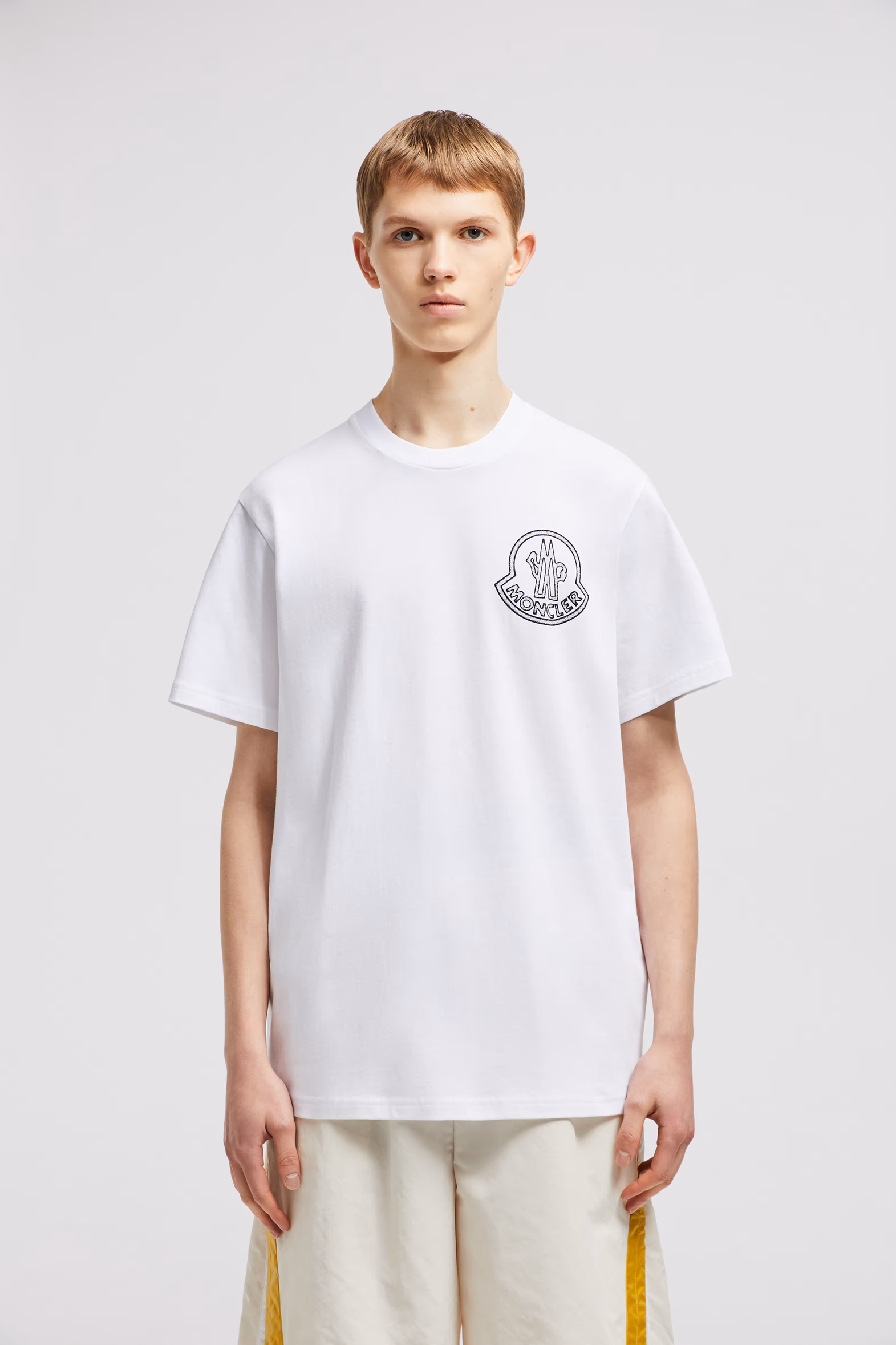Logo Cotton T-Shirt Men White Moncler 3